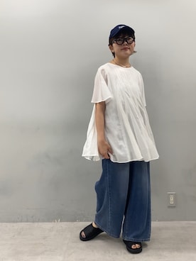 「アイテム（帽子）」を使った、kahoさん（レディース・154cm）の夏コーディネート
