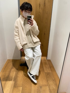 「オールスター」｜「アイテム（その他アウター）」を使った、kahoさん（レディース・154cm）の冬コーディネート