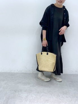 「ぺプラム」｜「アイテム（ワンピース/ドレス）」を使った、kahoさん（レディース・154cm）の春コーディネート