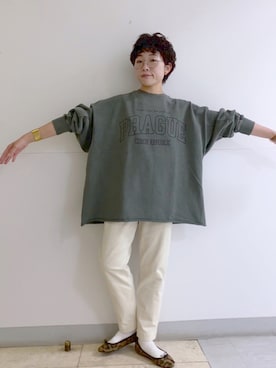 「スエット」｜「アイテム（バレエシューズ）」を使った、kahoさん（レディース・154cm）の秋コーディネート