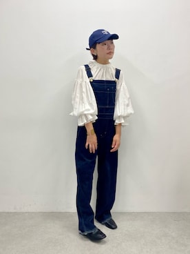 「袖ボリューム」｜「アイテム（オールインワン・サロペット）」を使った、kahoさん（レディース・154cm）の夏コーディネート
