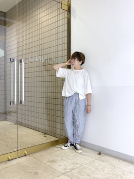 「アイテム（チャーム）」を使った、kahoさん（レディース・154cm）の夏コーディネート
