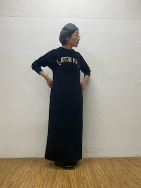 「ロゴニット」｜「アイテム（ワンピース/ドレス）」を使った、kahoさん（レディース・154cm）の秋コーディネート