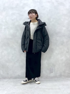 「スナイデル」｜「アイテム（ダウンジャケット/コート）」を使った、kahoさん（レディース・154cm）の秋コーディネート