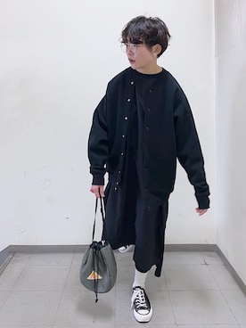 「ワンピース×スニーカー」｜「アイテム（ブルゾン）」を使った、kahoさん（レディース・154cm）の冬コーディネート