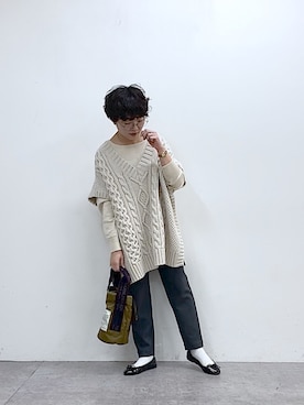 「シアタープロダクツ(THEATRE PRODUCTS)」｜「アイテム（バレエシューズ）」を使った、kahoさん（レディース・154cm）の冬コーディネート