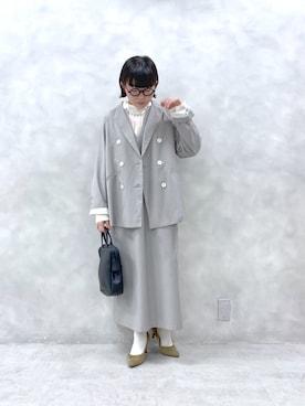「シア―ブラウス」｜「アイテム（ジャケット/アウター）」を使った、kahoさん（レディース・154cm）の冬コーディネート
