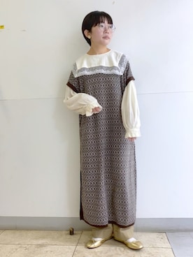 「スリット」｜「アイテム（バレエシューズ）」を使った、kahoさん（レディース・154cm）の秋コーディネート