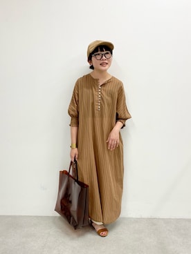 「袖ボリューム」｜「アイテム（ワンピース/ドレス）」を使った、kahoさん（レディース・154cm）の夏コーディネート