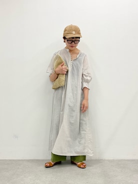 「DECHO（デコー）のアイテム（キャップ）」を使った、kahoさん（レディース・154cm）の夏コーディネート