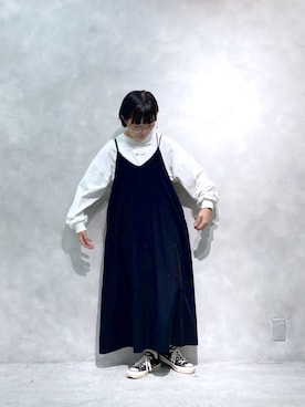 「CONVERSE（コンバース）のCANVAS ALL STAR J OX   J　32167431（スニーカー）」を使った、kahoさん（レディース・154cm）の冬コーディネート