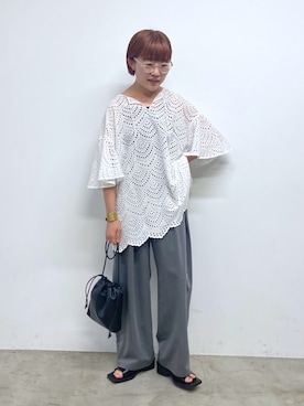 「UNITED ARROWS（ユナイテッドアローズ）のアイテム（メガネ）」を使った、kahoさん（レディース・154cm）の夏コーディネート