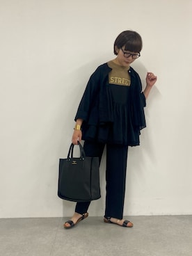 「羽織りシャツ」｜「アイテム（キャミソール）」を使った、kahoさん（レディース・154cm）の夏コーディネート
