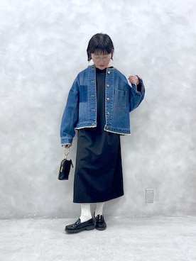 「ノーカラー」｜「アイテム（ワンピース/ドレス）」を使った、kahoさん（レディース・154cm）の冬コーディネート