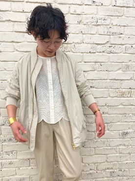 「PUAL CE CIN（ピュアルセシン）のアイテム（ブルゾン）」を使った、kahoさん（レディース・154cm）の春コーディネート