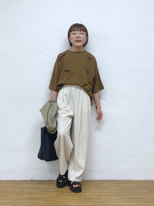 手描き風ロゴ刺繍ハーフスリーブTシャツ（Tシャツ/カットソー