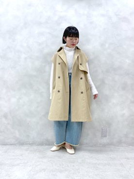 「PUAL CE CIN（ピュアルセシン）のアイテム（トレンチコート）」を使った、kahoさん（レディース・154cm）の春コーディネート