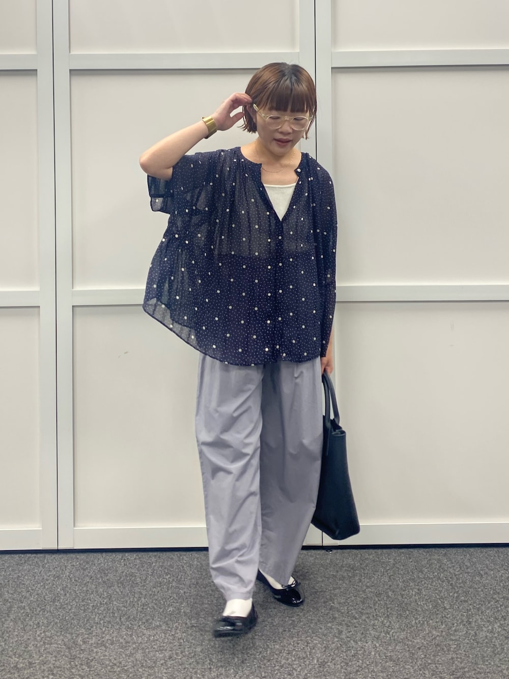 PUAL CE CIN（ピュアルセシン）の「ドットシフォンブラウス