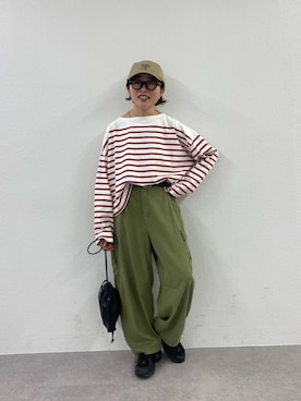 「アイテム（カーゴパンツ）」を使った、kahoさん（レディース・154cm）の秋コーディネート