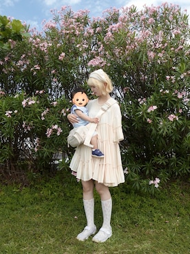 「merry jenny（メリージェニー）のアイテム（ワンピース/ドレス、ホワイト系）」を使った、ﾅﾂｷさん（レディース・166cm）の春コーディネート