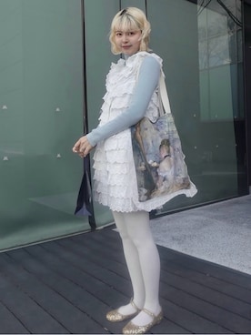 「Little sunny bite（リトルサニーバイト）のアイテム（ワンピース、ホワイト系）」を使った、ﾅﾂｷさん（レディース・166cm）の秋コーディネート