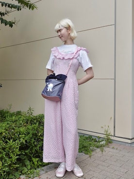 「アイテム（シューズ、ピンク系）」を使った、ﾅﾂｷさん（レディース・166cm）の夏コーディネート