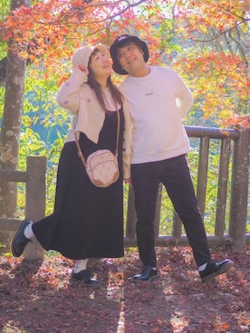 「Samansa Mos2（サマンサ モスモス）のシャーリングレース切替ブラウス（シャツ/ブラウス）」を使った、はるか。さん（レディース・151cm）の秋コーディネート