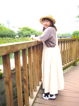 「アイテム（デジタル腕時計、ピンク系）」を使った、はるか。さん（レディース・151cm）の夏コーディネート