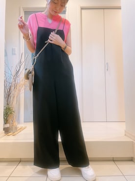 「no brand（ノーブランド）のアイテム（オールインワン・サロペット）」を使った、saaa-koさん（レディース・157cm）の夏コーディネート