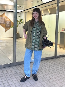 「アイテム（MA-1）」を使った、hashimoさん（レディース・158cm）の夏コーディネート