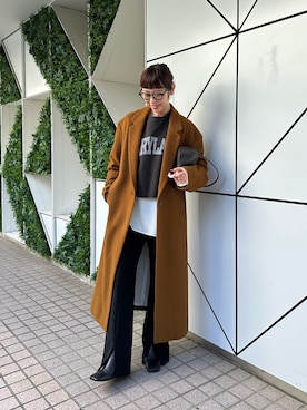 「アイテム（チェスターコート）」を使った、hashimoさん（レディース・158cm）の秋コーディネート