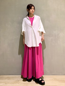 「LAROUTE（ラルート）のアイテム」を使った、はしもとまゆさん（レディース・155cm）の夏コーディネート