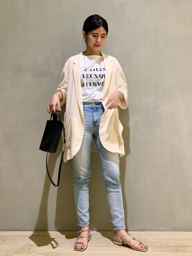 「upper hights」｜「アイテム（ジャケット/アウター）」を使った、はしもとまゆさん（レディース・155cm）の夏コーディネート