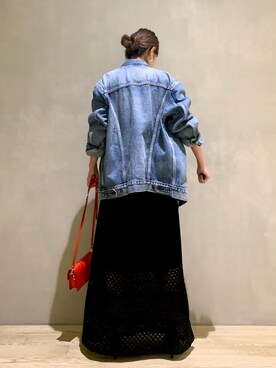 「Rougevif」｜「アイテム（デニムジャケット）」を使った、はしもとまゆさん（レディース・155cm）の夏コーディネート