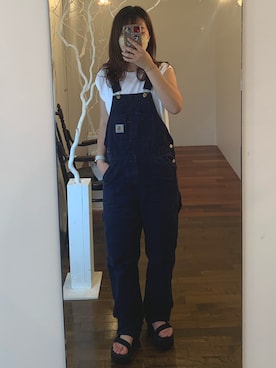 「Carhartt WIP（カーハートダブリューアイピー）のアイテム（サロペット/オーバーオール）」を使った、kkoさん（レディース・162cm）の夏コーディネート