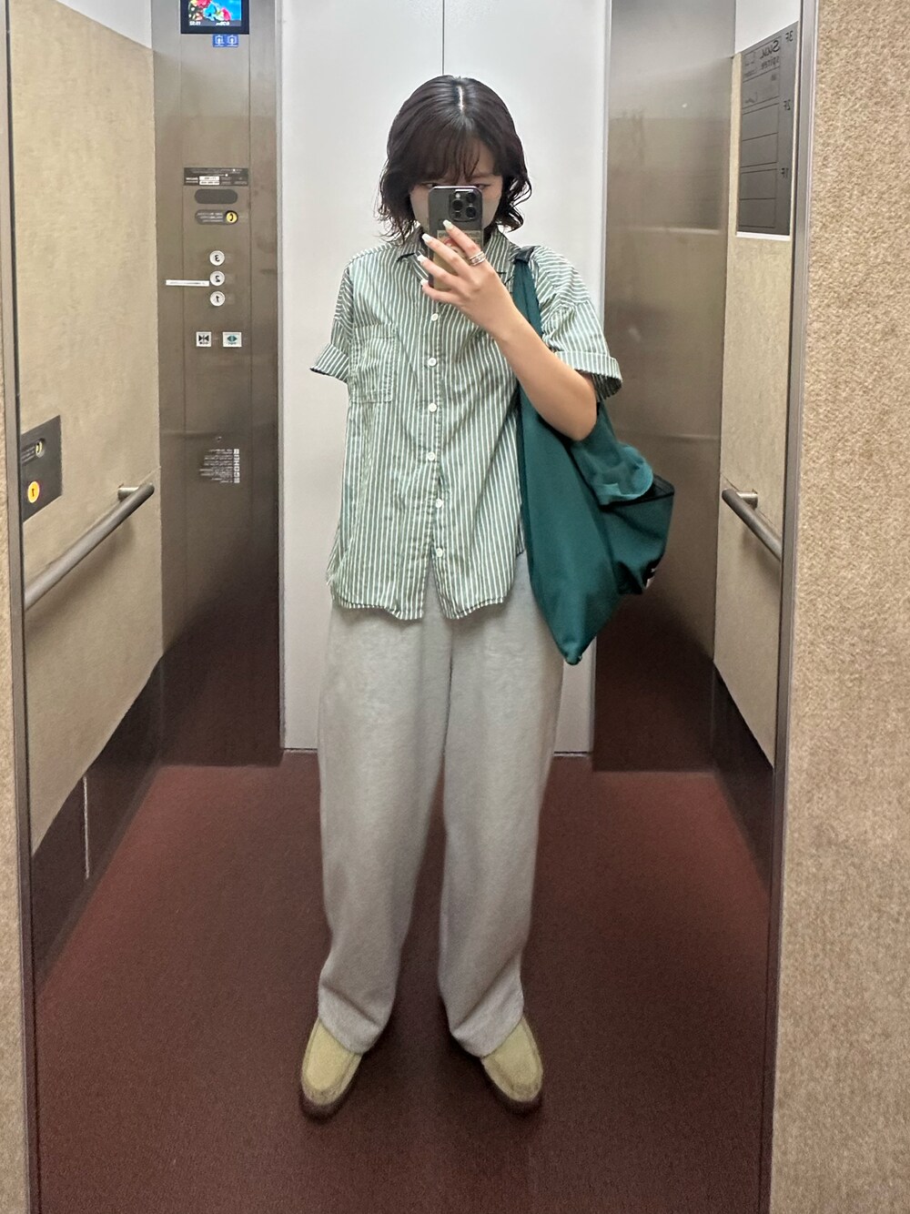 トートバッグ MM6 MAISON MARGIELA Bottle Green Canvas Handbag MM6 MAISON MARGIELA/MESH JAPANESE TOTE BAG (GREEN)