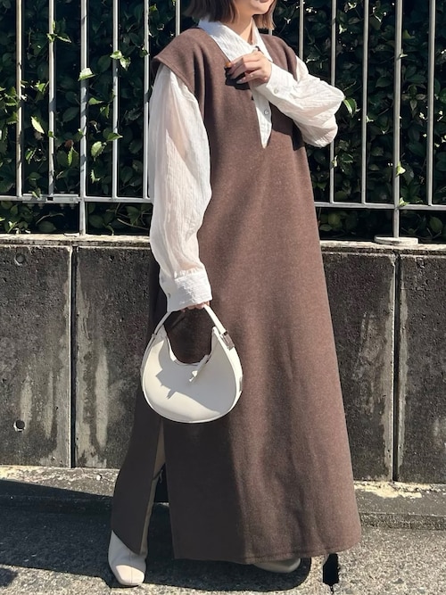 HYKE ロングベストワンピース セール】キーネックロングベストワンピース（ワンピース）｜select