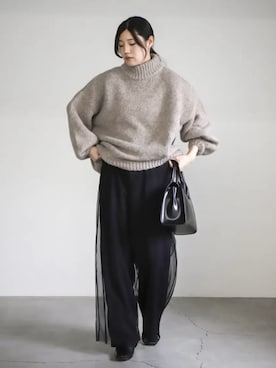 「select MOCA by son（セレクトモカバイソン）のアイテム（ニット/セーター）」を使った、SELECT MOCA SNAPさん（レディース・162cm）の秋コーディネート