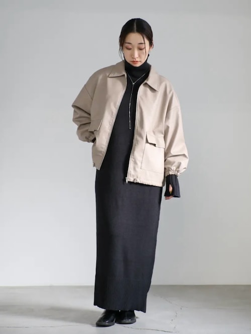 セール】【サイズ展開あり】フィンガータートルニットロングワンピース