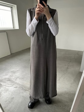 「ニットベスト」｜「アイテム（スリッポン）」を使った、SELECT MOCA SNAPさん（レディース・162cm）の春コーディネート