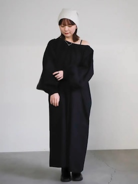 「ブルべ夏」｜「アイテム（帽子）」を使った、SELECT MOCA SNAPさん（レディース・162cm）の冬コーディネート