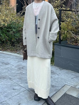 「select MOCA（セレクトモカ）のアイテム（ノーカラーコート）」を使った、SELECT MOCA SNAPさん（レディース・162cm）の冬コーディネート