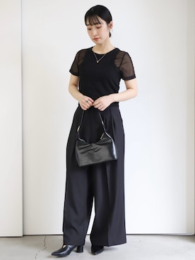 「select MOCA by son（セレクトモカバイソン）のアイテム（スラックス）」を使った、SELECT MOCA SNAPさん（レディース・158cm）の春コーディネート