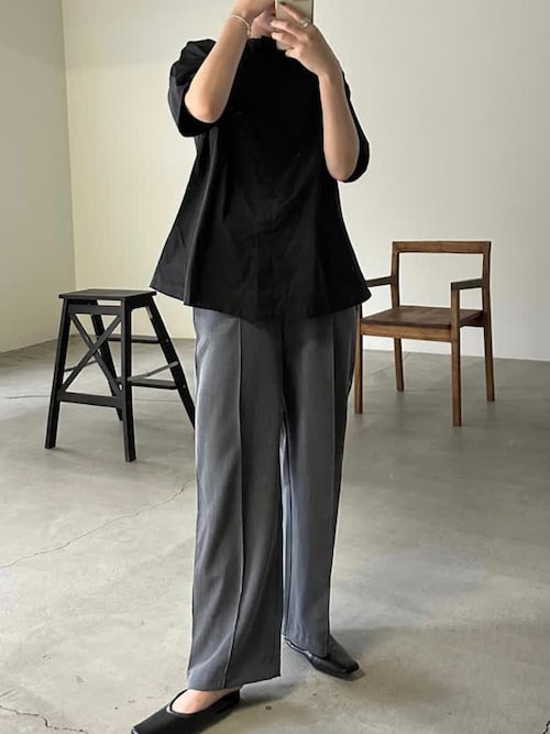 Sou メモカ センタープレスリラックスストレートパンツ（スラックス）｜select