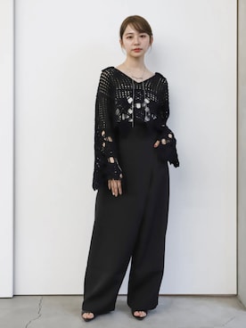 「ラップパンツ」｜「アイテム（スラックス）」を使った、SELECT MOCA SNAPさん（レディース・162cm）の春コーディネート