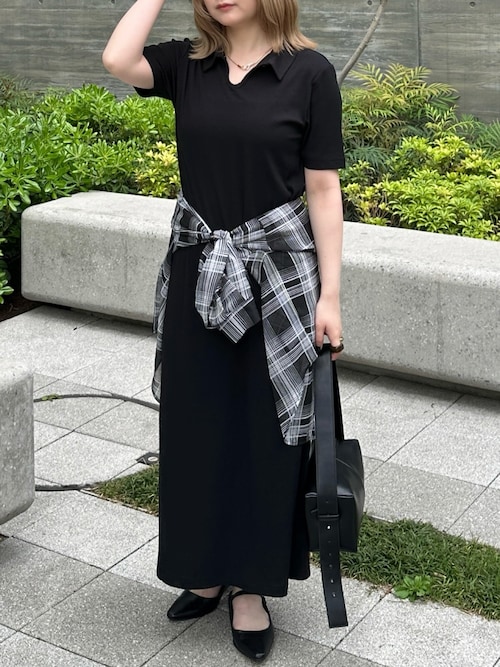 サイズ展開あり】テレコロングポロワンピース（ワンピース）｜select