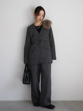 「select MOCA（セレクトモカ）のアイテム（ノーカラージャケット）」を使った、SELECT MOCA SNAPさん（レディース・162cm）の夏コーディネート