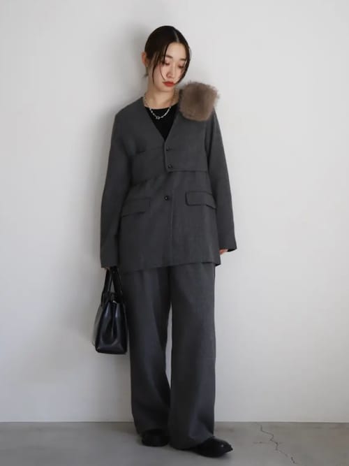 セール】【ZOZO限定】ツイードノーカラージャケット（ノーカラー