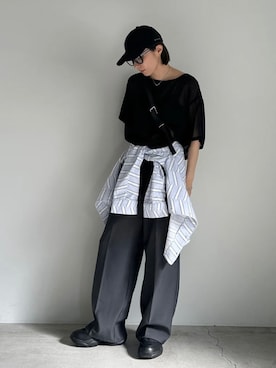 「select MOCA by son（セレクトモカバイソン）の【定番】オーバーシア―トップス（シャツ/ブラウス）」を使った、SELECT MOCA SNAPさん（レディース・162cm）の春コーディネート