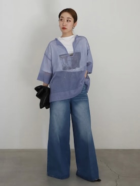 「select MOCA by son（セレクトモカバイソン）のアイテム（Tシャツ/カットソー）」を使った、SELECT MOCA SNAPさん（レディース・162cm）の夏コーディネート